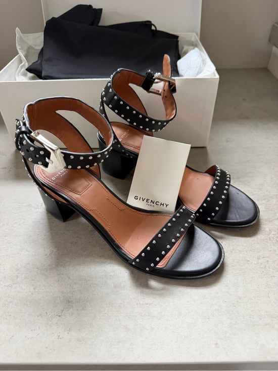 Givenchy Shoes - Givenchy Black Studded Leather Block-Heel Sandals